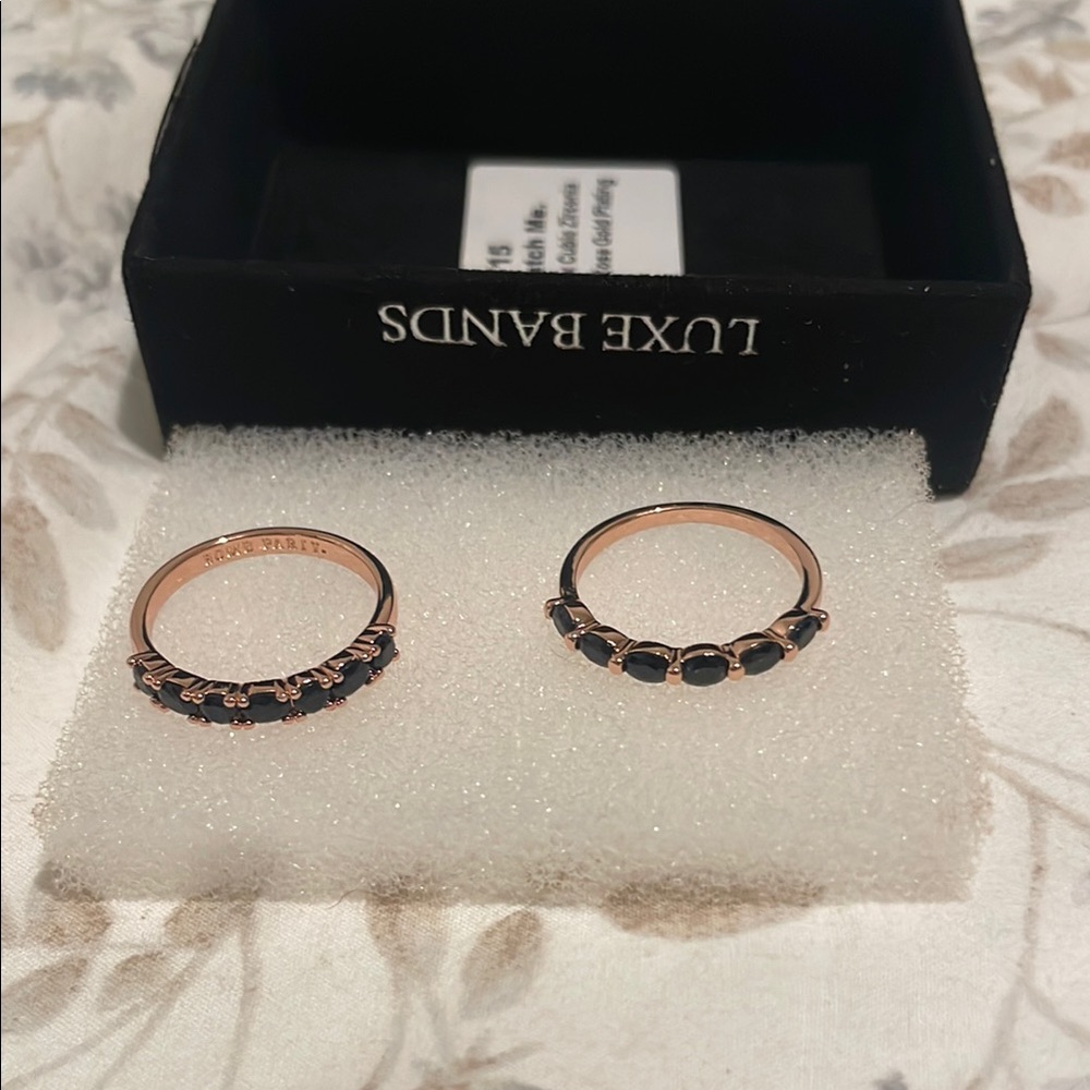 Black Stone Band Rings Set - Picture 3 of 7